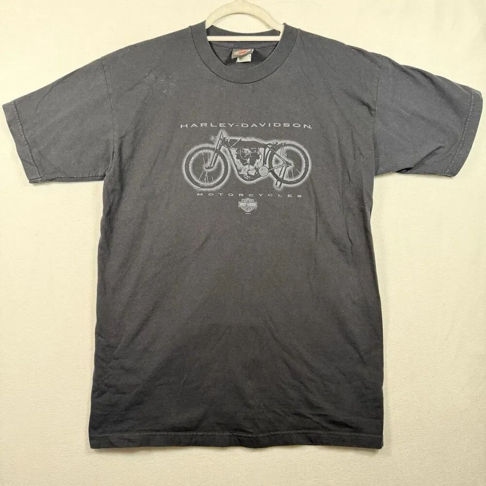 Harley Davidson 2004 Vintage T Shirt Black Motorcycle Graphic USA Made Size L